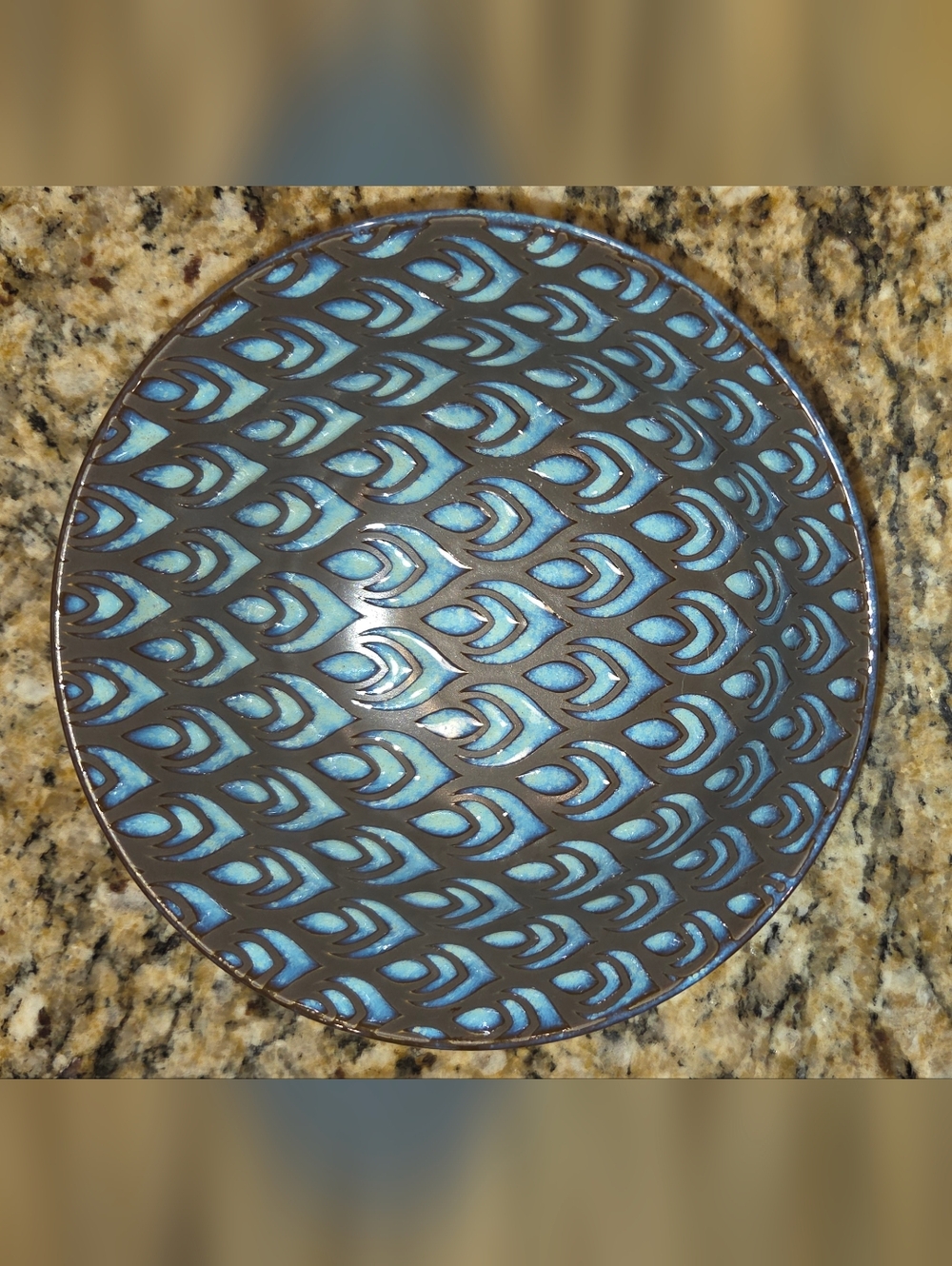 BIA Ooh La La Terrin Bowl Reactive Glaze Aztec Western Stoneware 6" Peacock Blue